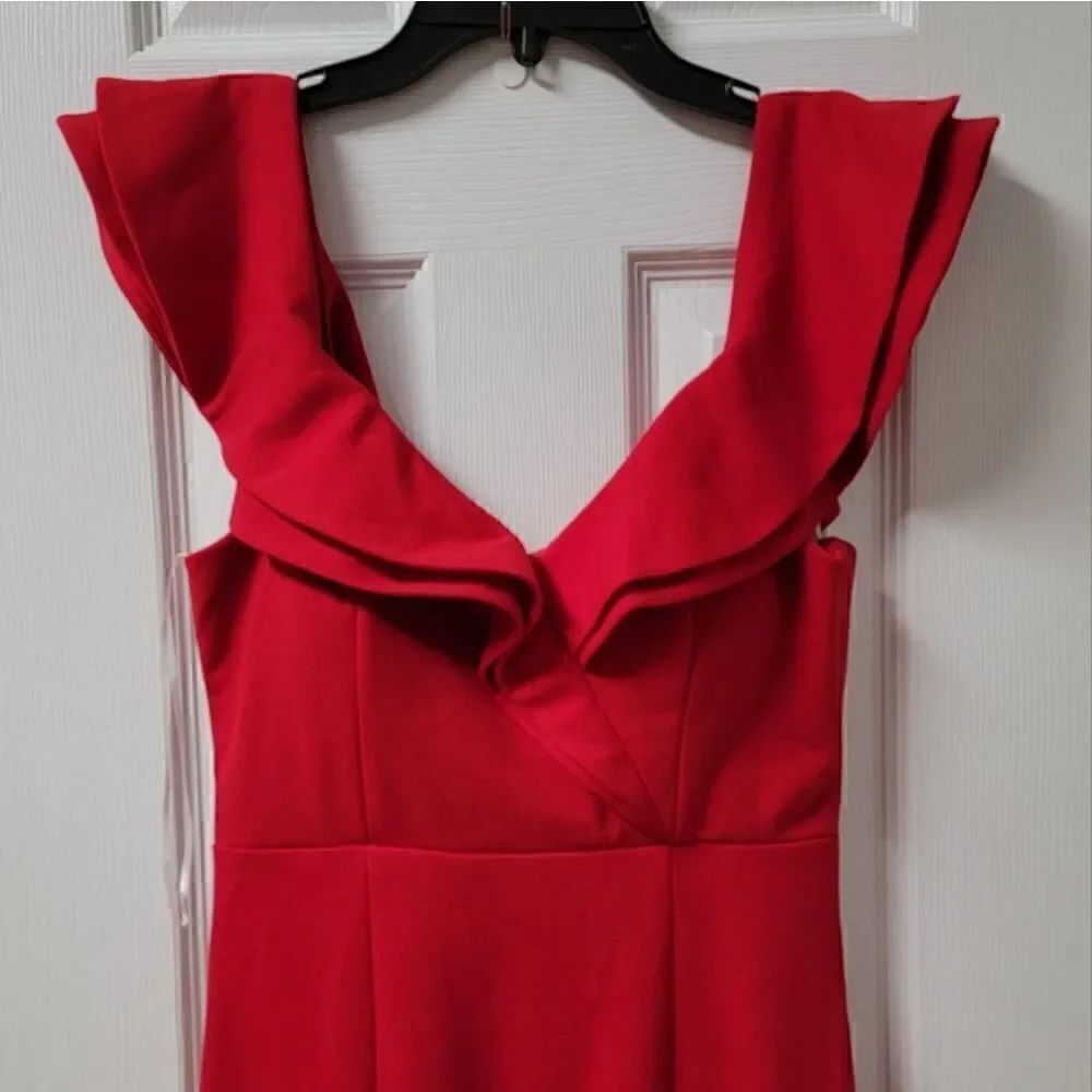 Hello Molly Red Ruffle Slit Dress 8 - Picture 4 of 9